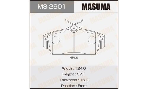 Колодки тормозные дисковые Masuma передние, комплект на ось (4 шт), арт. MS-2901