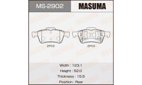Колодки тормозные дисковые Masuma задние, комплект на ось (4 шт), арт. MS-2902