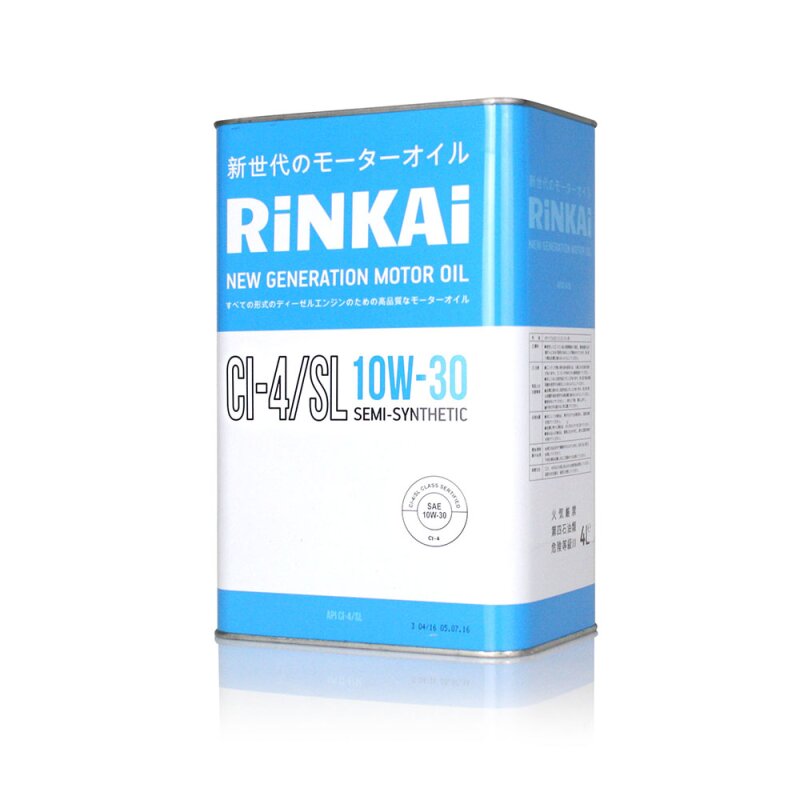 

Масло моторное Rinkai 10w30 полусинтетическое, SL/CI-4, ACEA E7, для дизельного двигателя, 4л, арт. 824201