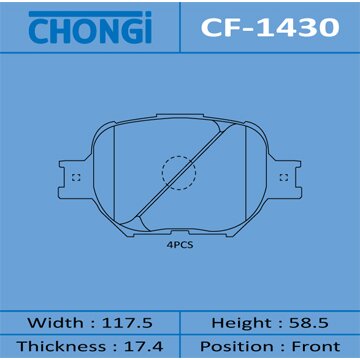 

Колодки тормозные Chongi дисковые, передние, арт. CF-1430