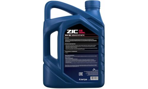Масло моторное ZIC X5 Diesel 5w30, полусинтетическое, API SL/CI-4, для дизельного двигателя, 4л, арт. 162671