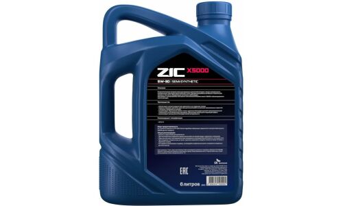 Масло моторное ZIC X5000 5w30, полусинтетическое, API CI-4, для дизельного двигателя, 6л, арт. 172663