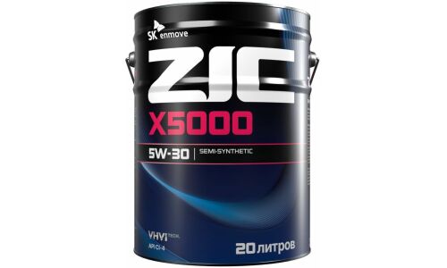 Масло моторное ZIC X5000 5w30, полусинтетическое, API CI-4, для дизельного двигателя, 20л, арт. 192663