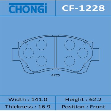 

Колодки тормозные Chongi дисковые, передние, арт. CF-1228