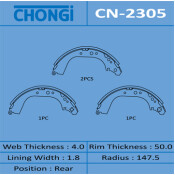 Колодки тормозные барабанные Chongi, комплект на ось (4 шт), арт. CN-2305