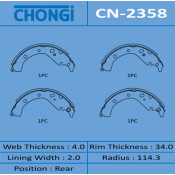 Колодки тормозные барабанные Chongi, комплект на ось (4 шт), арт. CN-2358