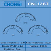 Колодки тормозные барабанные Chongi, комплект на ось (4 шт), арт. CN-1267