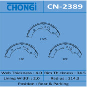 Колодки тормозные барабанные Chongi, комплект на ось (4 шт), арт. CN-2389