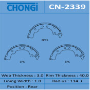 Колодки тормозные барабанные Chongi, комплект на ось (4 шт), арт. CN-2339