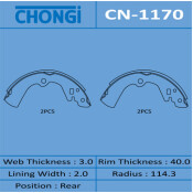 Колодки тормозные барабанные Chongi, комплект на ось (4 шт), арт. CN-1170