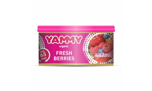 Ароматизатор на торпедо Yammy Fresh Berries (Свежие ягоды), с растительным наполнителем, баночка 42г, арт. D019