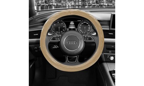 Оплетка на руль CARFORT DIAMOND, кожа, бежевый цвет, размер M (37-39см)