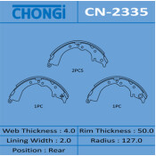 Колодки тормозные барабанные Chongi, комплект на ось (4 шт), арт. CN-2335
