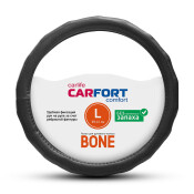 Оплетка на руль CARFORT BONE с рельефными ребрами, кожа, черный цвет, размер L (39-41см) Оплетка на руль CARFORT BONE с рельефными ребрами, кожа, черный цвет, размер L (39-41см)
