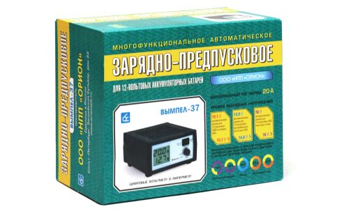 Устройство зарядно-предпусковое Вымпел-37, с функцией блока питания и вольтметра, 12В, ток заряда 0.8-20А, для AGM, WET, GEL, EFB, арт. 2046
