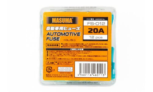 Предохранитель автомобильный Masuma, кассетный, мама (PAL FJ11), голубой, 20А, комплект 12 шт, арт. FS-012