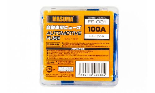 Предохранитель автомобильный Masuma, кассетный, мама (PAL MINI FJ10), синий, 100А, комплект 20 шт, арт. FS-031