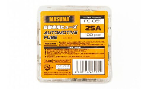 Предохранитель автомобильный Masuma, флажковый, мини (LOW PROFILE MINI FL), прозрачный, 25А, комплект 100 шт, арт. FS-051