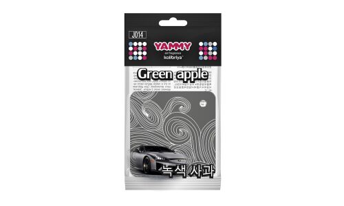 Ароматизатор подвесной Yammy «Квадрат» Green Apple (Зеленое яблоко), картон с пропиткой, арт. J014