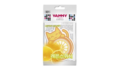 Ароматизатор подвесной Yammy «Котик» Lemon Squash (Лимонная свежесть), картон с пропиткой, арт. K011