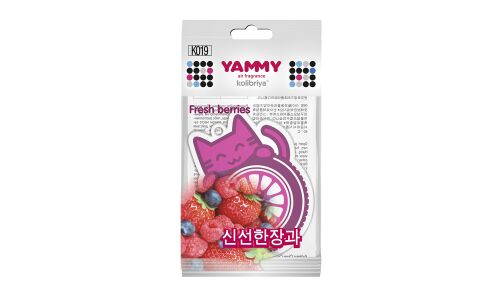 Ароматизатор подвесной Yammy «Котик» Fresh Berries (Свежие ягоды), картон с пропиткой, арт. K019