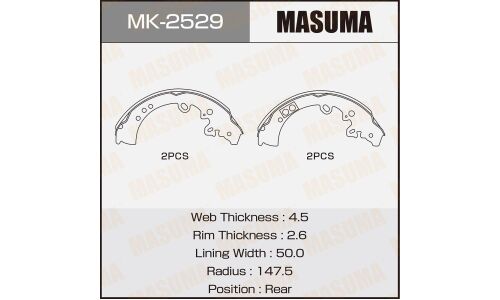Колодки тормозные барабанные Masuma, комплект на ось (4 шт), арт. MK-2529