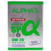 Масло моторное ALPHA'S 5w20 синтетическое, API SP, ILSAC GF-6A, для бензинового двигателя, 4л, арт. 809344