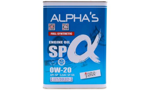 Масло моторное ALPHA'S 0w20 синтетическое, API SP, ILSAC GF-6A, для бензинового двигателя, 4л, арт. 809444