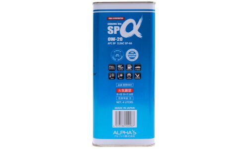 Масло моторное ALPHA'S 0w20 синтетическое, API SP, ILSAC GF-6A, для бензинового двигателя, 4л, арт. 809444