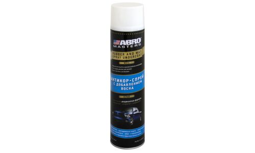 Покрытие антикоррозийное ABRO Masters Rubber and Wax Spray Undercoat, резинобитумное, с воском, белое, аэрозоль 700мл, арт. U-6-WHT-R