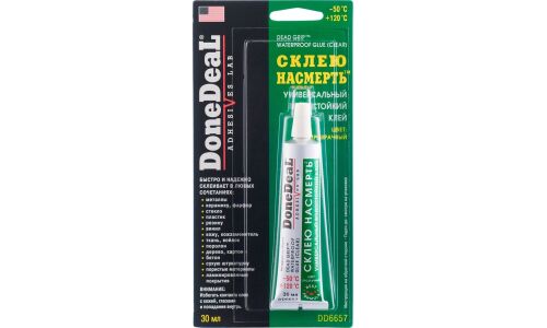 Клей DoneDeal Dead Grip Waterproof Glue, многоцелевой, водостойкий, прозрачный, туба 30мл, арт. DD6657