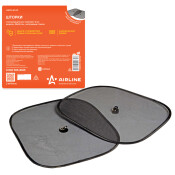 Шторка солнцезащитная Airline, на боковое стекло, 440x360мм, на присосках, чёрная, полиэстер, 2 шт, арт. ASPS-M-03 Шторка солнцезащитная Airline, на боковое стекло, 440x360мм, на присосках, чёрная, полиэстер, 2 шт, арт. ASPS-M-03