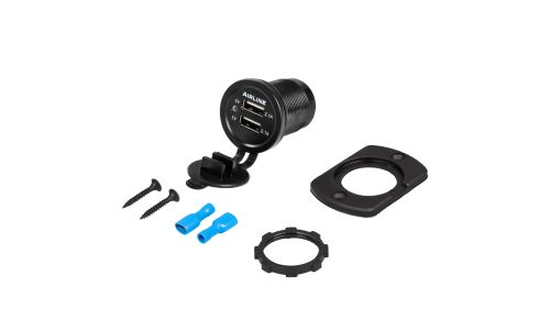 Зарядное устройство в прикуриватель Airline 12/24В, 1xUSB (5В, 2.1А) + 1xUSB (5В, 2.1А), черное, влагозащищенное, арт. ACS-2U-02