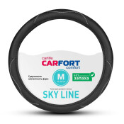 Оплетка на руль CARFORT SKY LINE, кожа, черный цвет, размер M (37-39см) Оплетка на руль CARFORT SKY LINE, кожа, черный цвет, размер M (37-39см)