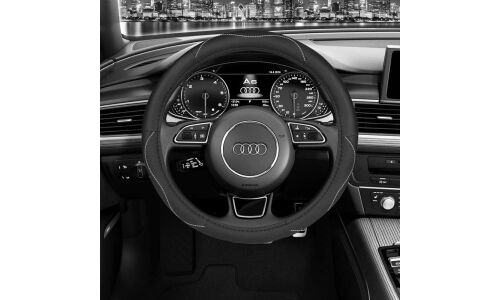 Оплетка на руль CARFORT SKY LINE, кожа, черный цвет, размер M (37-39см)