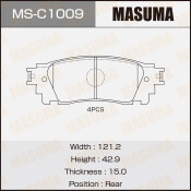 Колодки тормозные дисковые Masuma задние, комплект на ось (4 шт), арт. MS-C1009