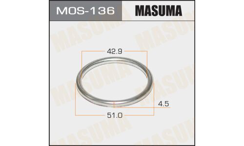 Кольцо уплотнительное выхлопной трубы Masuma, 43x51.5x4мм, металлическое, арт. MOS-136