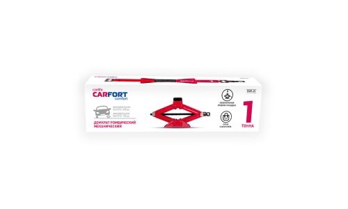 Домкрат винтовой ромбический Carfort, 1000кг, подъём 105-340мм, сумка