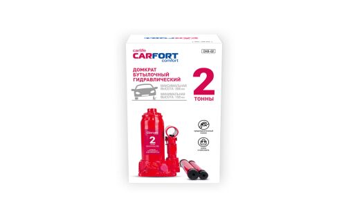 Домкрат гидравлический бутылочный Carfort, 2000кг, подъем 158-308мм, сумка