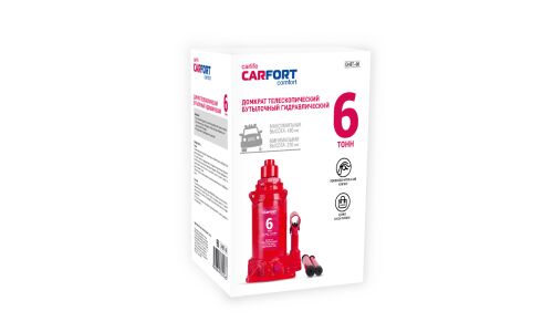 Домкрат гидравлический бутылочный Carfort, 6000кг, подъем 230-480мм, двойной шток, сумка