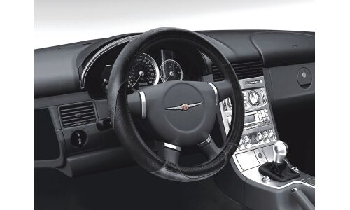 Оплетка на руль CARFORT SKY LINE с перфорацией, кожа, черный цвет, размер M (37-39см)