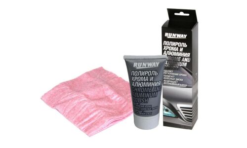 Очиститель-полироль Runway Chrome & Aluminum Polish, для хрома и алюминия, с приданием блеска, туба 50мл, (+салфетка), арт. RW2546