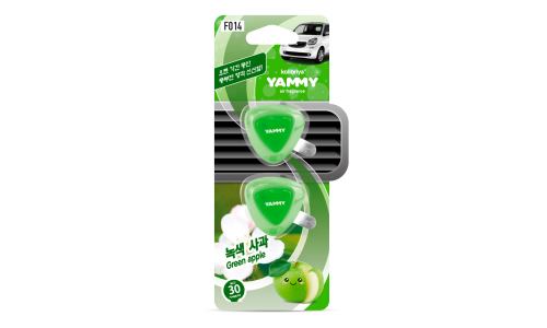 Ароматизатор в дефлектор Yammy Green Apple (Зеленое яблоко), жидкий, клипса, арт. F014