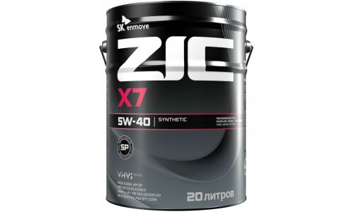 Масло моторное ZIC X7 5w40, синтетическое, API SP, ACEA A3/B3/B4, универсальное, 20л, арт. 192662