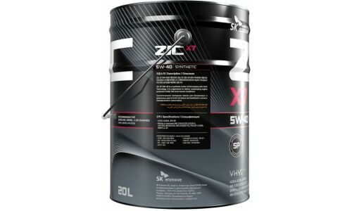 Масло моторное ZIC X7 5w40, синтетическое, API SP, ACEA A3/B3/B4, универсальное, 20л, арт. 192662