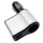 Разветвитель прикуривателя, 12/24В, 1 гнездо, 2xUSB (5В, 3.1А), с вольметром