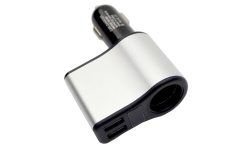 Разветвитель прикуривателя, 12/24В, 1 гнездо, 2xUSB (5В, 3.1А), с вольметром