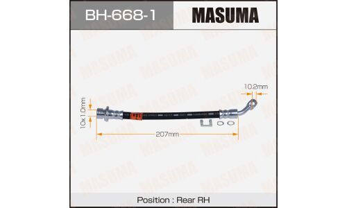 Шланг тормозной Masuma для Honda Jazz, задний, правый, арт. BH-668-1