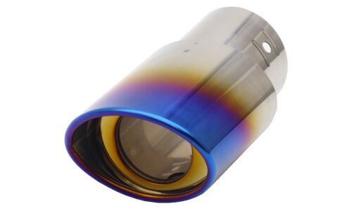 Насадка на выхлопную трубу, овальная, длина 150мм, посадка Ø61мм, цвет побежалый/хром, арт. B146