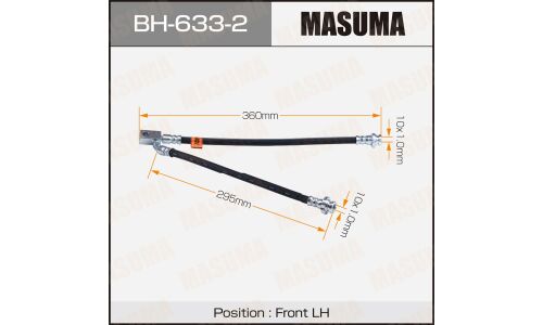 Шланг тормозной Masuma для Nissan FX35 / FX37 / FX50, передний, левый, арт. BH-633-2